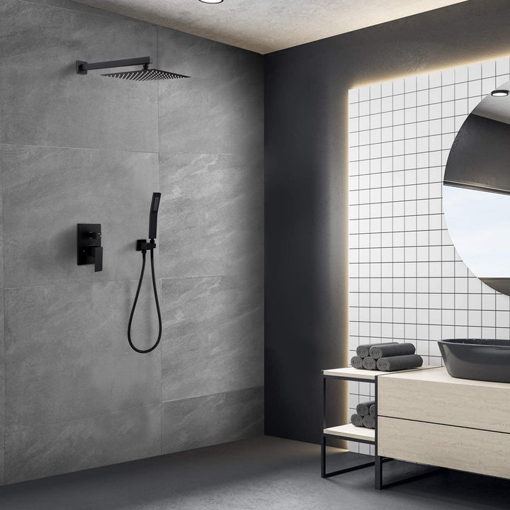 10" Spray Showerhead Ceiling Mounted Shower System in Matte Black
