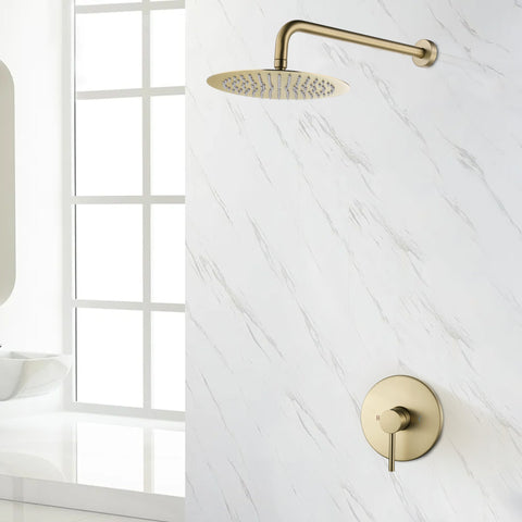 10 inch Golden Brushed Concealed Valve Built-In Shower System