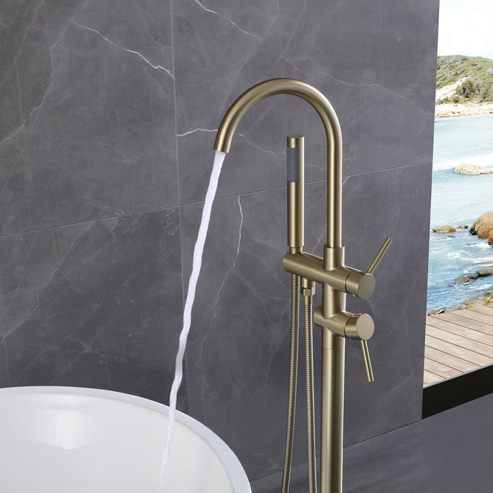 Double Handle Floor Mounted Clawfoot Tub Faucet