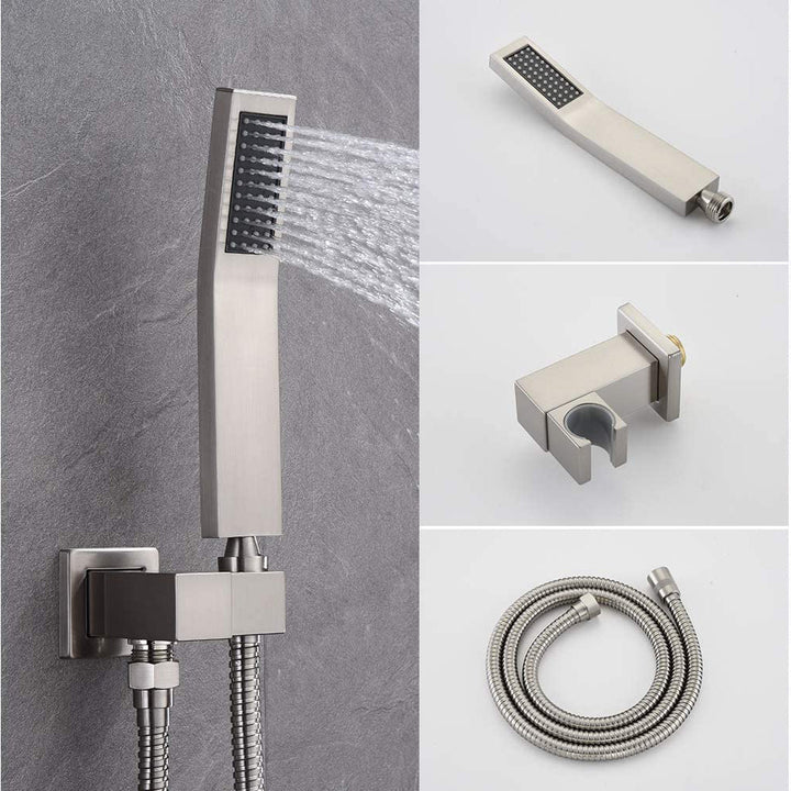 12-in Rain Shower Head Wall Mount Dual Head Waterfall Built-In Shower System