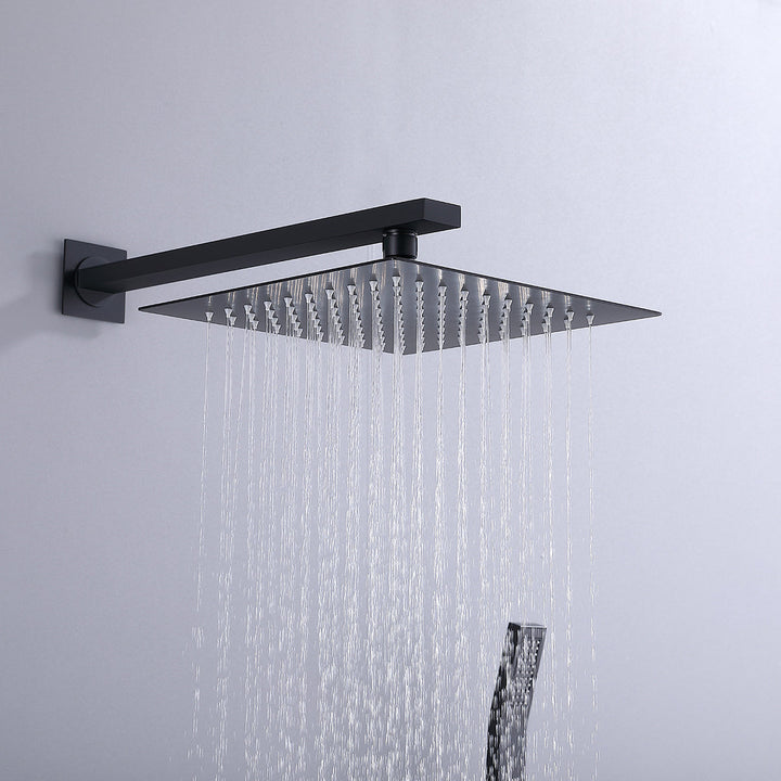 10 inch 3-Spray Patterns with 1.5 GPM Wall Mounting Dual Shower Heads in Matte Black with 4-Jets