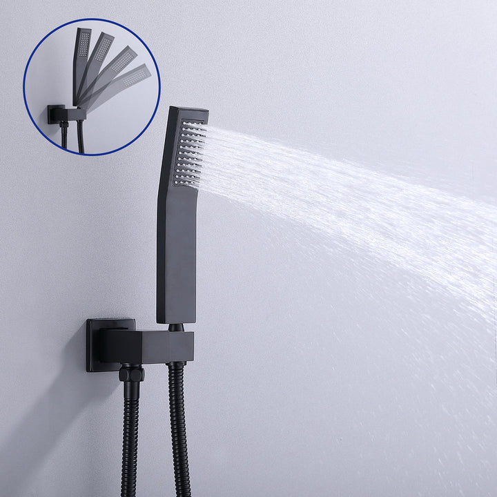 10 inch 3-Spray Patterns with 1.5 GPM Wall Mounting Dual Shower Heads in Matte Black with 4-Jets