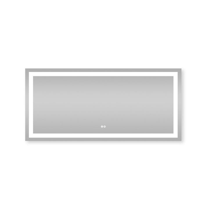 60 in. W x 28 in. H Rectangular Frameless Anti-Fog LED Light Bathroom Vanity Mirror in Aluminum