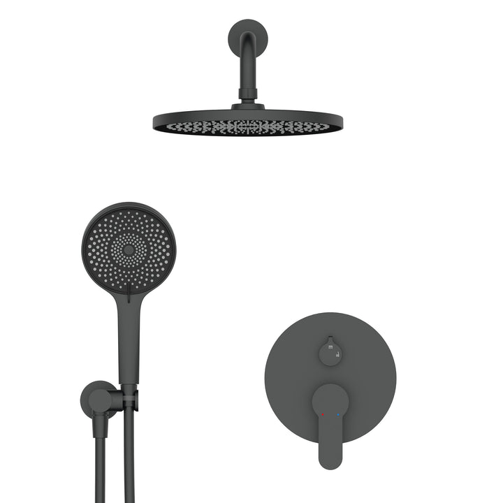 Wall-mounted round shower set with 6 spray patterns