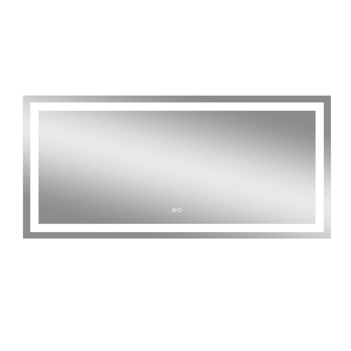 60 in. W x 28 in. H Frameless Rectangular LED Light Bathroom Vanity Mirror without Plug