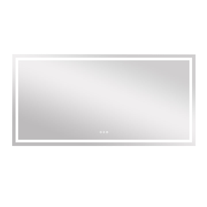 84 in. W x 42 in. H Rectangular Frameless Anti-Fog LED Light Bathroom Vanity Mirror in Aluminum