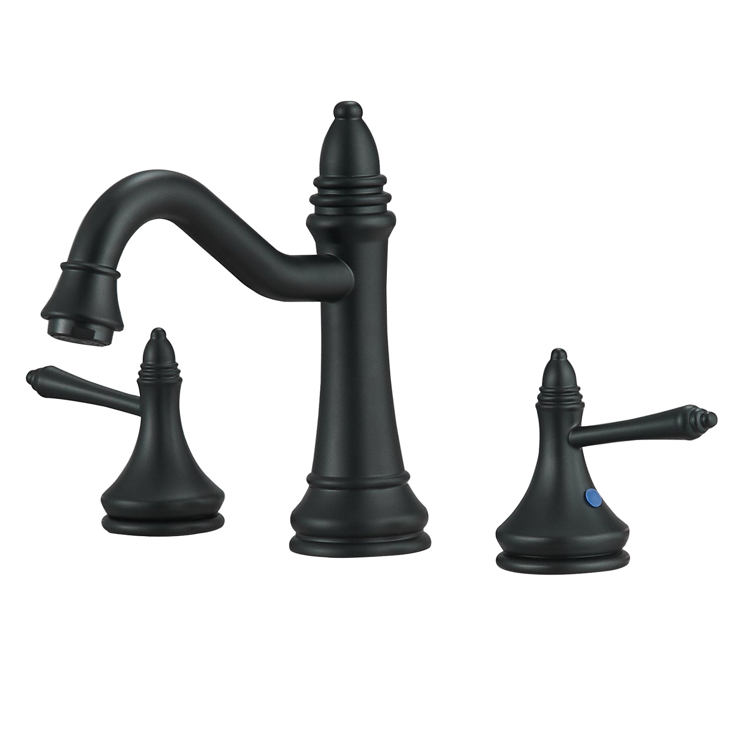8 in. Widespread Double Handle Classical Spout Bathroom Faucet with Drain Kit Included in Matte Black