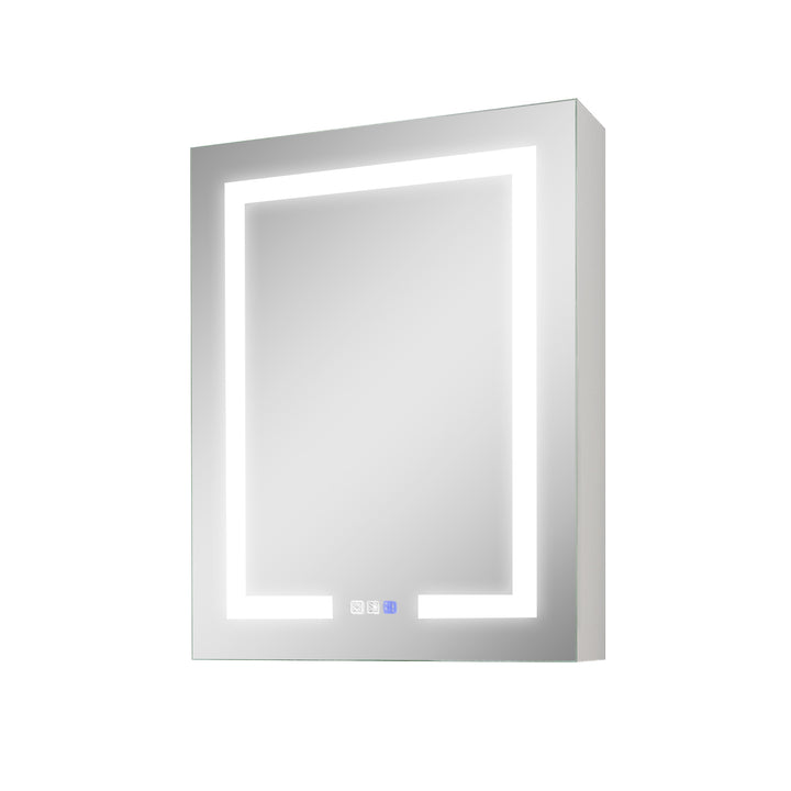 24 x 30 inch Lighted Anti-Fog Bathroom Medicine Cabinet with Mirror Aluminum Left Open