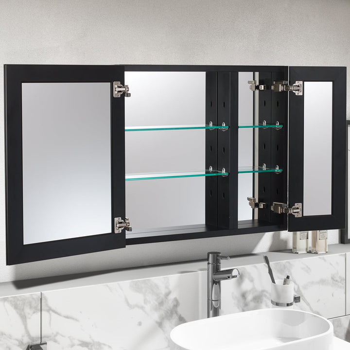 30 in. x 26 in. Frameless Recessed or Surface-Mount Beveled Double Mirrors Bathroom Medicine Cabinet