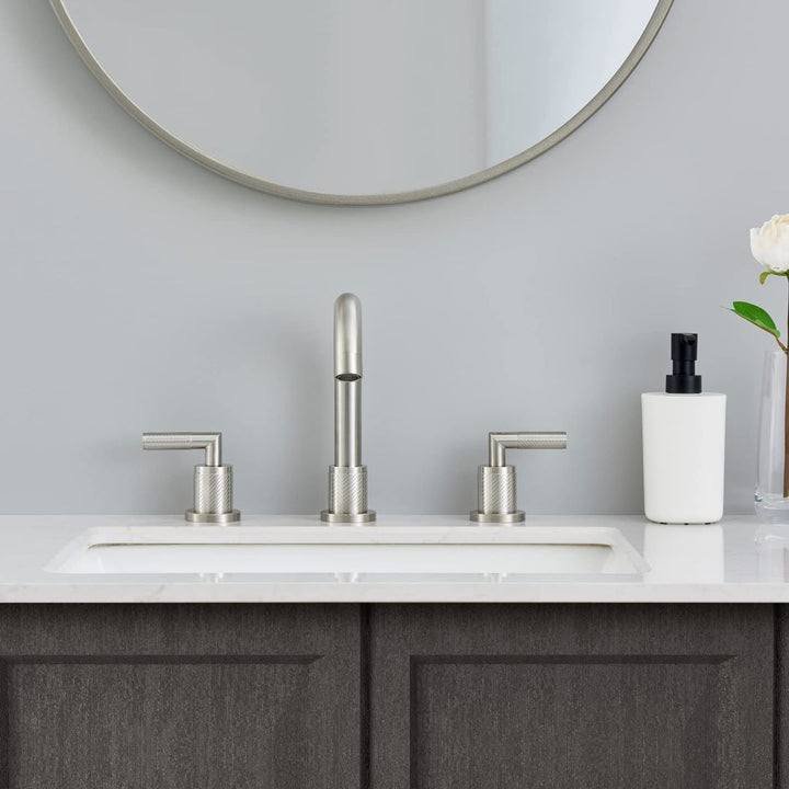 2 Handle 8 Inch Bathroom Sink Faucets Stainless Steel 3 Hole Widespread with Pop Up Drain and Water Supply Hoses