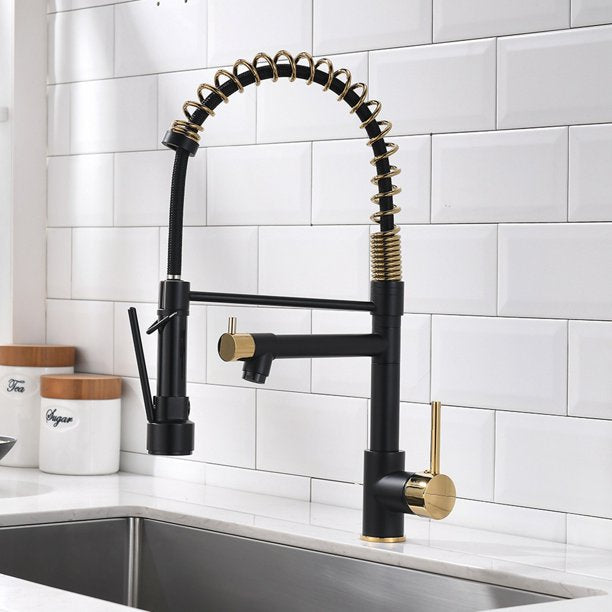 Modern Pull-down Single Handle Kitchen Faucet with Two Nozzles