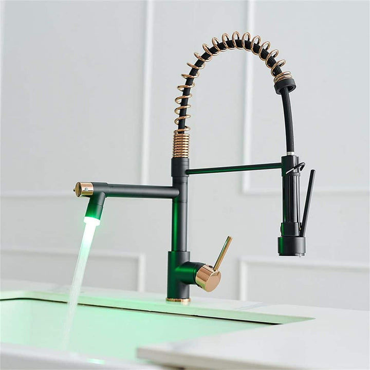 Single-Handle LED Gooseneck Pull-Down Sprayer Kitchen Faucet