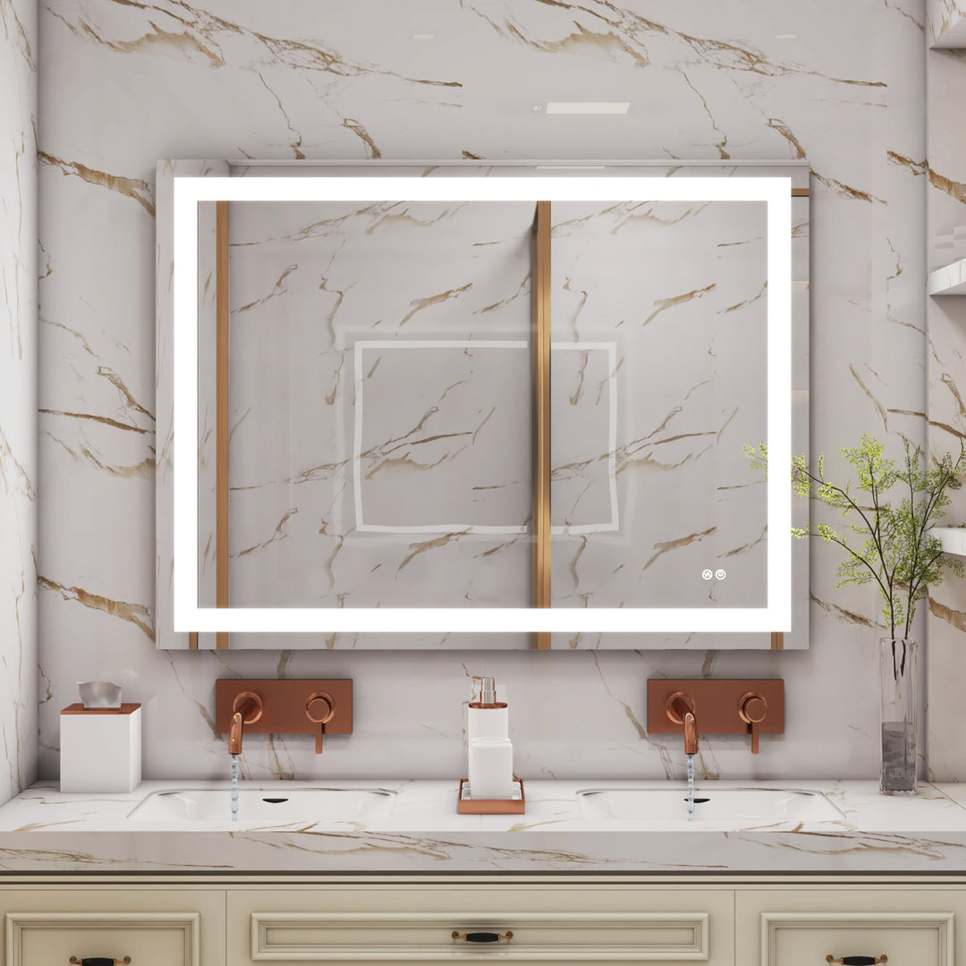 48 in. W x 36 in. H Rectangular Frameless Anti-Fog LED Light Bathroom Vanity Mirror in Aluminum