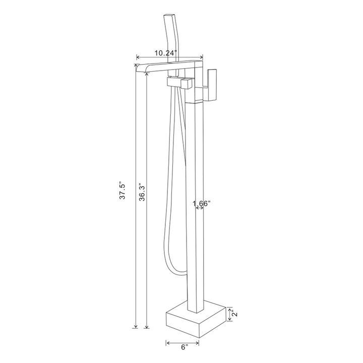 Waterfall Freestanding Single Handle Floor Mounted Clawfoot Tub Faucet with Handshower