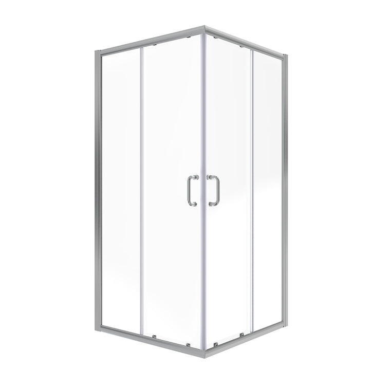 36 in. x 72 in. Corner Shower Enclosure, Clear Glass, Double Sliding Doors, with Handle in Chrome