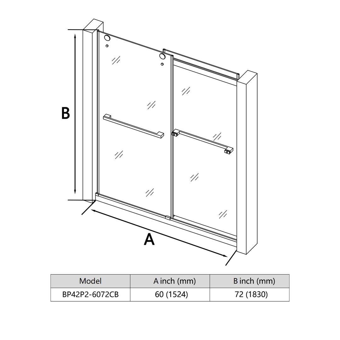 60 in. W x 72 in. H Frameless Brushed Nickel Finish Double Sliding Shower Doors