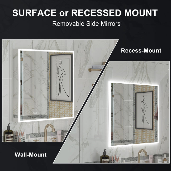 36 in. x 30 in. Rectangular Recessed/Surface Mount Medicine Cabinet with Mirror and LED Light