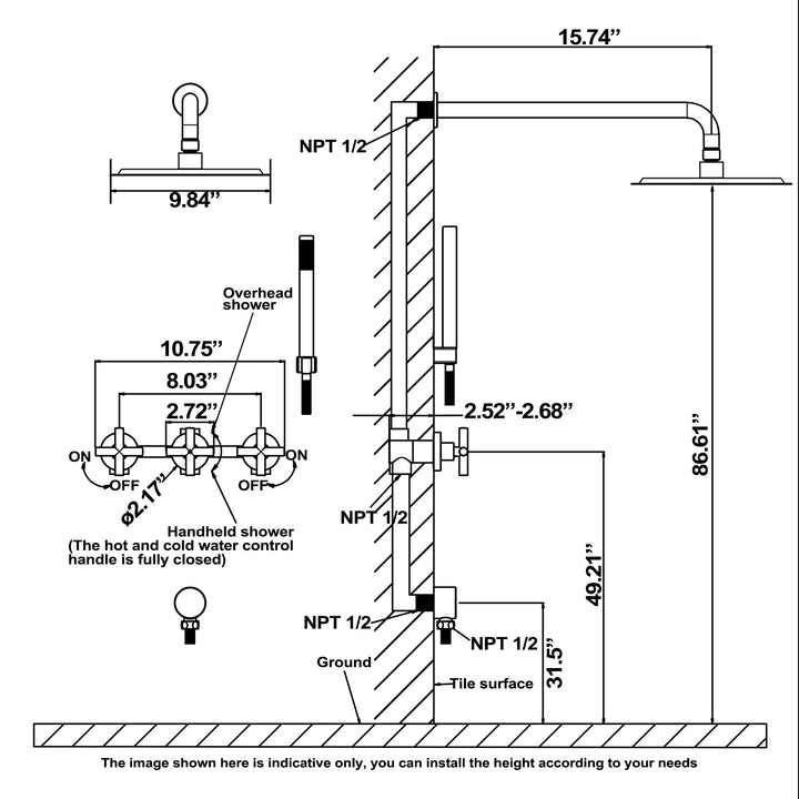 10 inch Concealed Installation Stainless Steel SPA Shower Faucet Set