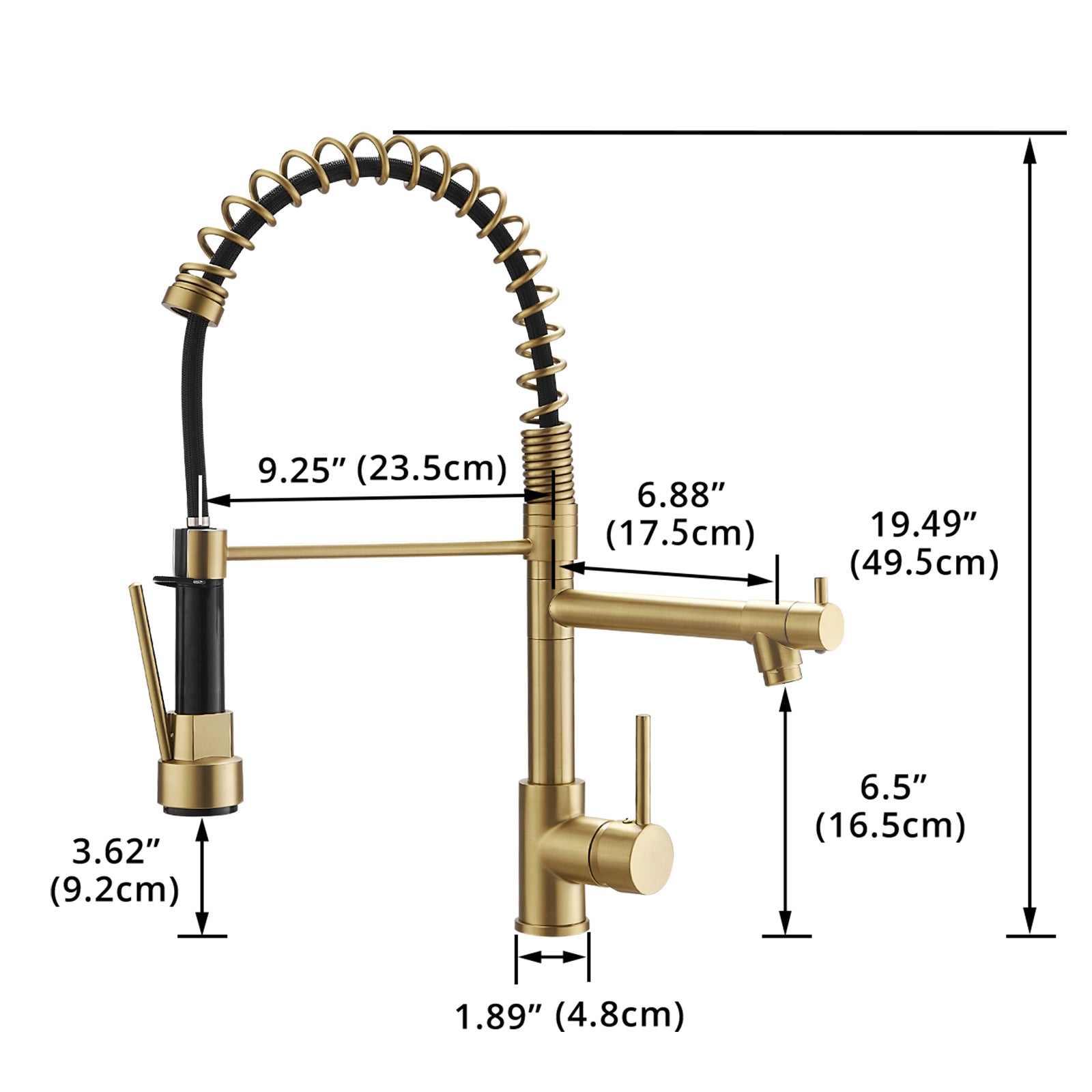 Touchless Deck Mount Single Handle Pull Down Spraye Kitchen Faucet in Brushed Gold