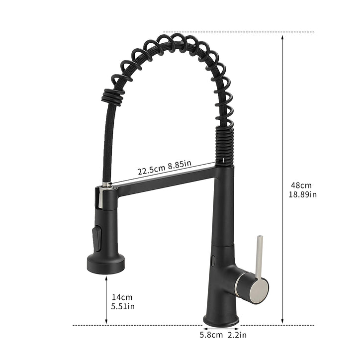 Single Handle Touchless Deck Mount Gooseneck Pull Down Sprayer Kitchen Faucet