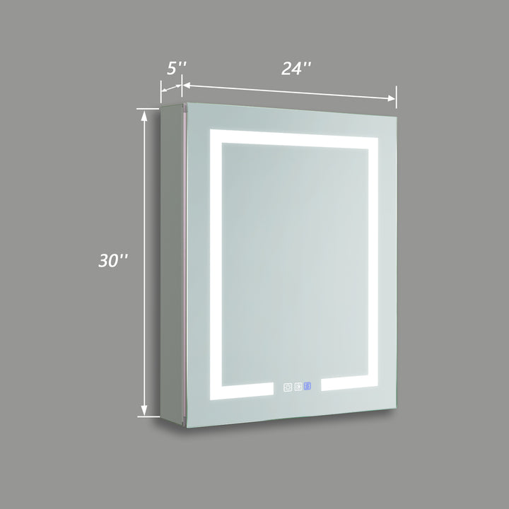 24 in. W x 30 in. H Medium Rectangular Silver Aluminum Right Swing Recessed/Surface Mount Medicine Cabinet with Mirror