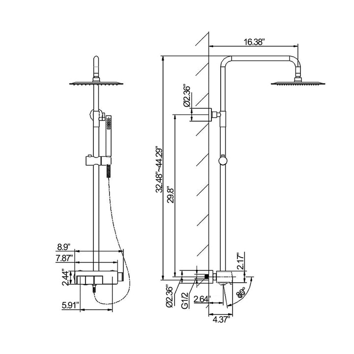 10 inch Complete Exposed Shower System With Rough-In Valve