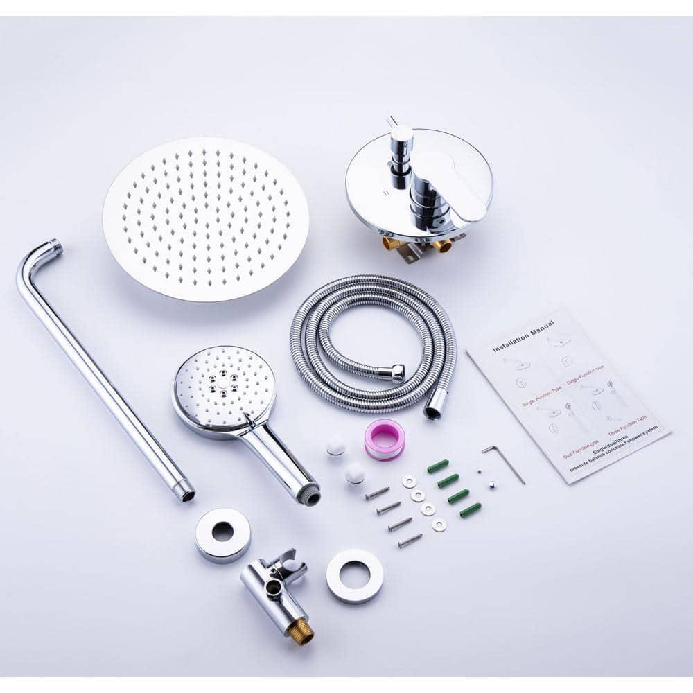 Single-Handle 1-Spray Round High Pressure Shower Faucet with 10 in. Shower Head