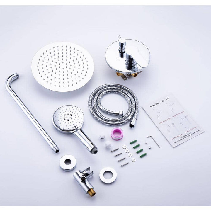 Single-Handle 1-Spray Round High Pressure Shower Faucet with 10 in. Shower Head