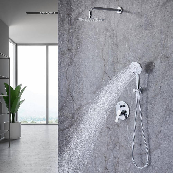 Single-Handle 1-Spray Round High Pressure Shower Faucet with 10 in. Shower Head