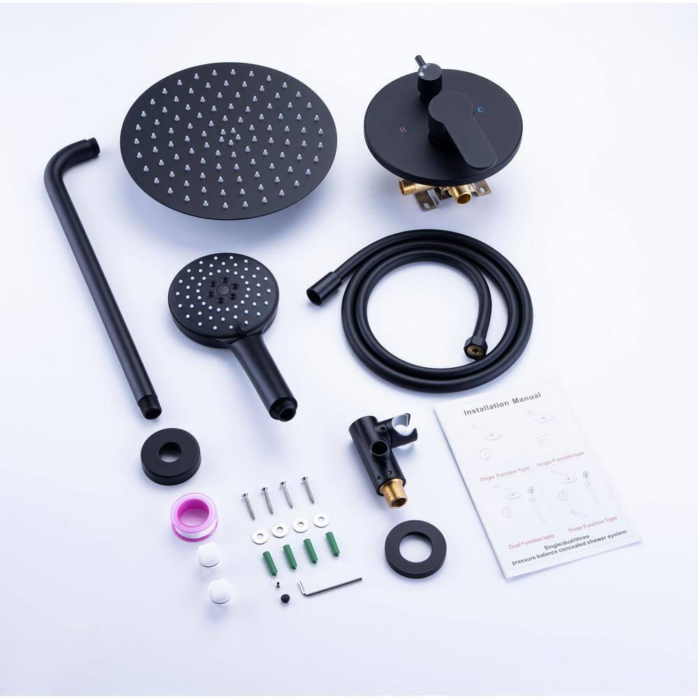 Single-Handle 1-Spray Round High Pressure Shower Faucet with 10 in. Shower Head