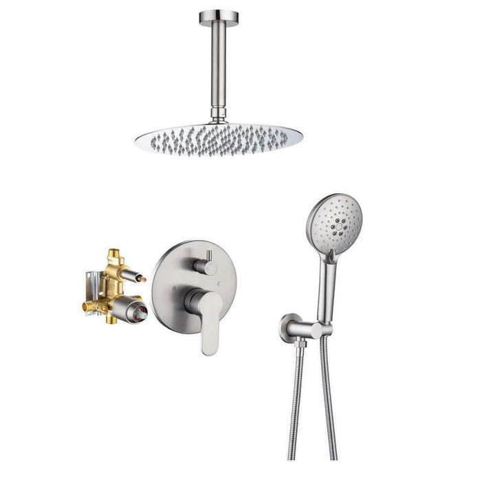 Ceiling Single-Handle 3-Spray Round High Pressure Shower Faucet with 10 in. Shower Head