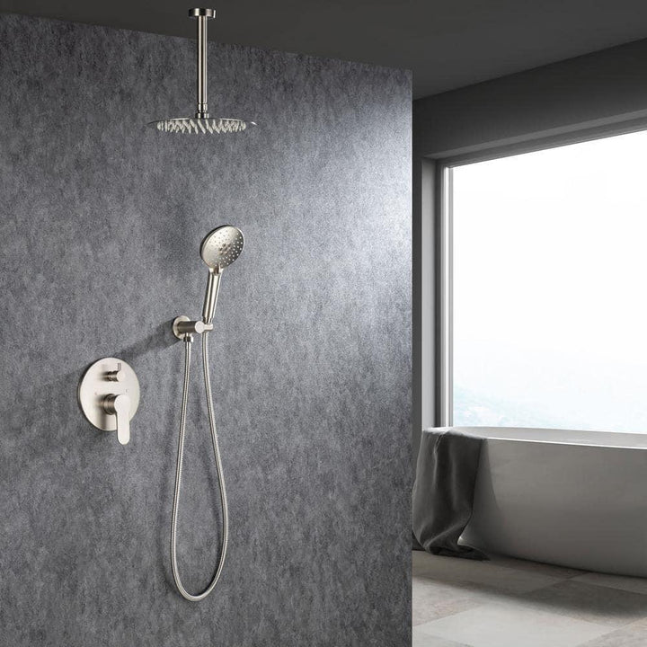 Ceiling Single-Handle 3-Spray Round High Pressure Shower Faucet with 10 in. Shower Head