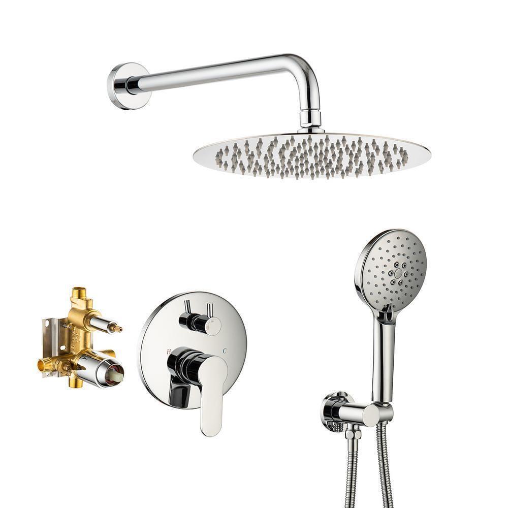 Single-Handle 1-Spray Round High Pressure Shower Faucet with 10 in. Shower Head