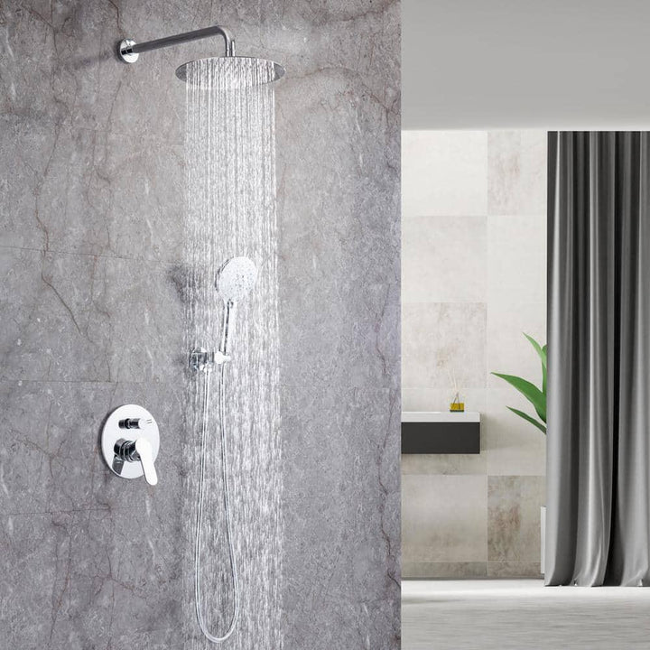 Single-Handle 1-Spray Round High Pressure Shower Faucet with 10 in. Shower Head