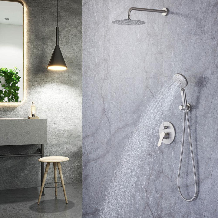 Single-Handle 1-Spray Round High Pressure Shower Faucet with 10 in. Shower Head