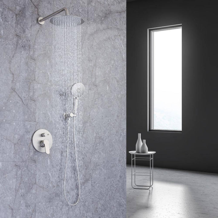 Single-Handle 1-Spray Round High Pressure Shower Faucet with 10 in. Shower Head