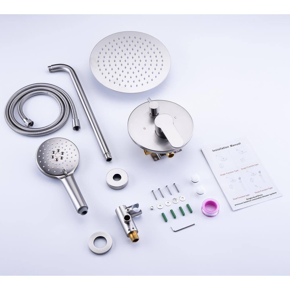 Single-Handle 1-Spray Round High Pressure Shower Faucet with 10 in. Shower Head