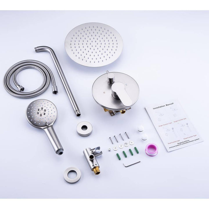 Single-Handle 1-Spray Round High Pressure Shower Faucet with 10 in. Shower Head