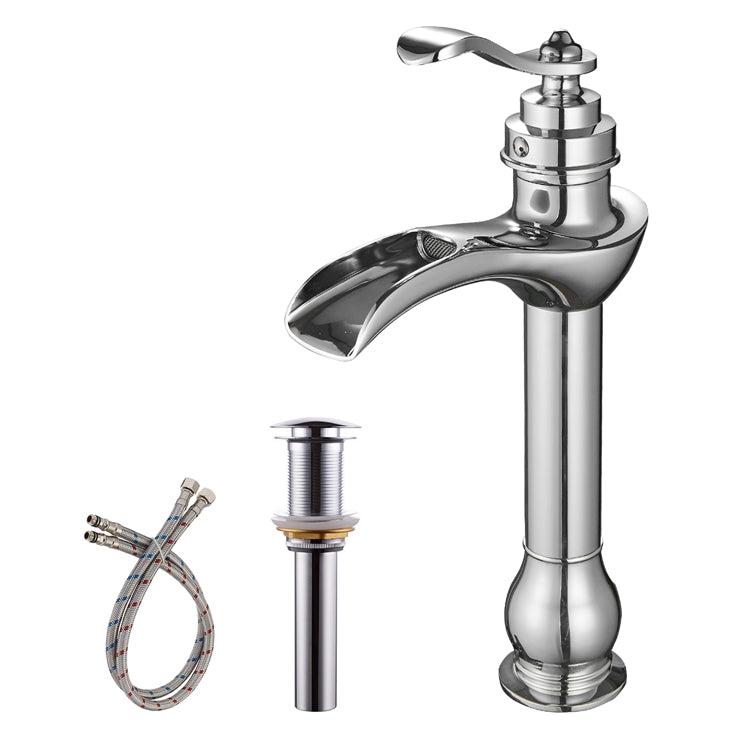 Single Handle Single Hole Bathroom Faucet Pop-Up Drain Included and Supply Lines